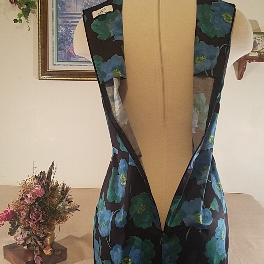 Loft Ann Taylor dress blue and black - Picture 7 of 8